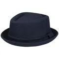 Lipodo Diamond Crown Pork Pie Filzhut Wollhut Fedora Damen Herren Herbst Winter mit Innenfutter dunkelblau M (56-57 cm)