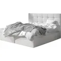 MIRJAN24 Boxspringbett Luanda, Doppelbett mit zwei Bettkästen und Matratze, Ehebett (Farbe: Soft 017, Größe: 180x200 cm) - Weiß