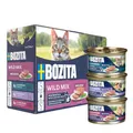 Bozita Mousse Wild Mix – 12x85g Nassfutter für Katzen in Mousse-Textur mit Rentier, Hirsch oder Wildschwein - getreidefrei, ohne Zuckerzusatz und Farbstoffe - mit Postbiotika unterstüzt die Darmflora