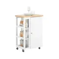SoBuy Küchenwagen, Weiß, Holzwerkstoff, Glas, 60x90x40 cm, Esszimmer, Servierwagen