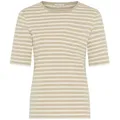 Gant T-Shirt SLIM STRIPED 1X1 RIBBED KA T-SHIRT mit dezentem Logoschriftzug am Ärmelabschluss beige S (36)