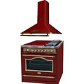 Kaiser HC 93655 IRotEm Elektro Standherd 90 cm + Dunstabzugshaube A 9315 Rot 90 cm