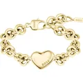 BOSS Damen Armband Edelstahl 1580639 Gliederarmband mit Herz Goldfarben 21cm