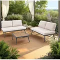 riess-ambiente Outdoor Lounge Sitzgruppe MOBILE MODULAR anthrazit hellgrau mit Tisch wetterfest - Hellgrau