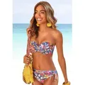 Bügel-Bandeau-Bikini-Top VIVANCE "Leilani", Damen, Gr. 34, Cup E, grau (grau, bedruckt), Recycling-Polyamid, floral, bedruckt, Bikini-Oberteile, in getwisteter Optik