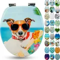 Sanfino® Premium WC Sitz "Sunny Dog" hochwertiger Toilettendeckel mit Absenkautomatik aus Holz, hoher Sitzkomfort & einfache Montage