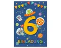 JUNAPACK Einladungskarten Astronaut Einladungen zum 6. Kindergeburtstag Jungen Karten Weltall, Einladungskarten mit Astronaut zum sechsten Kindergeburtstag Tiere