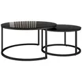 Vicco Couchtisch-Set, Schwarz Hochglanz, Glas, Rund, 77x39.5x77 cm, Wohnzimmer, Wohnzimmertische, Couchtische