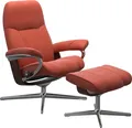 Stressless® Relaxsessel Consul (Set, Relaxsessel mit Hocker), mit Hocker, mit Cross Base, Größe S, M & L, Holzakzent Braun