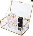 Golden Vintage Glasbox Terrarium Retro Schmuckkasten Transparent Glass Schmuck S