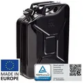 BW Benzinkanister Metall Kraftstoffkanister 20 Liter (nach NATO Standard, Made in Europe), TÜV-geprüft und UN-Zulassung schwarz