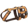 AnnyX Hunde-Sicherheitsgeschirr Brustgeschirr Safety Fun - Sicherheitsgeschirr, Nylon, Individuell einstellbar braun S | 3,5 cm x 31 cm - 31 cm