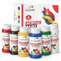 Farbello Acrylfarben Set 6x120 ml- Hochpigmentierte, wasserfeste Künstlerfarben für Acryl-Pouring, Leinwand, Holz, Stein, Papier & Metall – Leuchtende Malfarben (6 Farben)