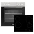 Backofen Herdset Einbau Kochfeld Glaskeramik rahmenlos 72 L Respekta HS2001-26 - Silber