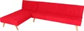 Ecksofa MCW-K38, Sofa Klappsofa, Liegefläche links/rechts, Stoff/Textil Massivholz MVG 256cm rot