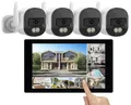 VisorTech Funk Überwachungssystem: WLAN-6-Überwachungsrekorder, 10,1"-Touchscreen-Monitor, 4 Kameras (IR-Überwachungskamera, Funk Überwachungskamera Sets, aussen)