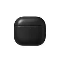 NOMAD Modern Leather Case für Airpods | Robuste Schutzhülle aus Polycarbonat und Echtleder | Gummierte TPE-Bumper | Airpods 4 | Black