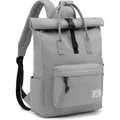 Wasserdichte Rolltop-Rugzak 15,6 Zoll für Schule und Reisen - Hellgrau