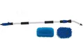 BERGER Teleskopwaschbürsten Set 3-teilig │Waschbürste mit Teleskopstange für Wohnmobil Auto Zelt Wohnwagen Vorzelt LKW Boot │130-190 cm ausziehbar │Autopflege Reinigungsset