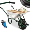 Juskys Schubkarre 100L, 250 kg – mit verzinkter Wanne, Luftreifen & Metall Felge, stabile Garten Schubkarre & Schiebkarre – Transportkarre Garden Silber