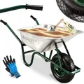 Juskys Schubkarre Garden, 100L, bis 250 kg, Luftreifen, verzinkte Wanne, inkl. Handschuhe