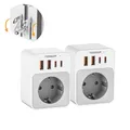 TESSAN 2 Stück Klappbarer USA Adapter Steckdose, 5 in 1 Adapter USA Deutschland Stecker 2 USB C und 2 USB A, Reiseadapter Kanada, Steckdosenadapter US für American Thailand Mexiko, Reisestecker Typ B