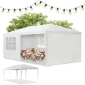 Juskys Partyzelt 3x6 m Weiß mit Dach & Seitenwänden - 18 m2 Sonnenschutz Outdoor - Weiß