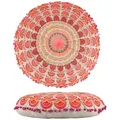Bodenkissen Garet Orange rund 60x15 cm - Baumwolle bestickt