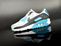 NIKE AIR MAX 90 -Blue Lightning- Sneaker weiß/schwarz/platinum tint-blau Gr.43