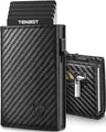 TENBST Geldbörse Herren mit Münzfach, Premium Portmonee Herren Klein 8-10 Karten, Geldbeutel RFID Schutz, Hochwertige Slim Wallet, Kartenetui Karten Portemonnaie klein, Vatertagsgeschenke - Schwarz