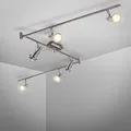 B.K.Licht - LED Deckenlampe schwenkbar, warmweiße Lichtfarbe, GU10 Fassung, LED Deckenleuchte, Lampe, Wohnzimmerlampe, Schlafzimmerlampe, Küchenlampe, 180x7x14,7 cm, Matt-Nickel-Chrom