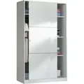 Garderobe Waterbury, Schlafzimmer Kleiderschrank Mit 2 Schiebetüren, Schrank Mit 3 Einlegeböden Und Kleiderstange, Cm 120x50h200, Weiß