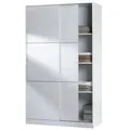 Habitdesign, Kleiderschrank mit 2 Schiebetüren – viel Stauraum, Kleiderstange und Regalfächern, Hochglanz Weiß, für Schlafzimmer oder Kinderzimmer, Maße: 120 x 200 x 50 cm (B x H x T), Modell Top