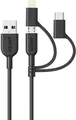 Anker Powerline II 3in1 Apple Ladekabel  USB-C Mikro-USB Android 90cm Schwarz