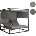 Aluminium Lounge-Gartenliege HWC-M63, Sonnenliege Bali-Liege Outdoor-Bett Daybed, 10cm-Polster 200cm ~ hellgrau