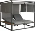 Aluminium Lounge-Gartenliege HWC-M63, Sonnenliege Bali-Liege Outdoor-Bett Daybed, 10cm-Polster 200cm  hellgrau