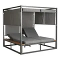 Mendler Aluminium Lounge-Gartenliege HWC-M63, Sonnenliege Bali-Liege Outdoor-Bett Daybed, 10cm-Polster 200cm - hellgrau