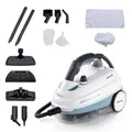 Ariete 4146 XVapor Deluxe, Mobiler Dampfreiniger mit 1,6 L Tank, 1 Stunde Akkulaufzeit, 5 Bar, Integriertes Zubehörfach, Bis zu 55 Minuten Betriebszeit, 6 Meter Kabel, 1500W, Weiß