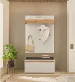 Home affaire Garderoben-Set GIRON/CiTY, moderne Garderobe, Komplettset mit viel Stauraum, (Komplett-Set, 2-St), enthält Garderobenpaneel & Schuhbank inkl. Sitzkissen, 100 cm breit