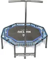 MATCHU - Fitness Trampolin PRO | Sporttrampolin | Jumping Fitness | Mini Trampolin | Extra stabil | Mit Bungee-Aufhängung | Ø 110cm | Einfacher Aufbau | Lange Lebensdauer | Schwarz/blau