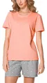 Merry Style Damen Schlafanzug Zweiteiler Pyjama Kurz aus Baumwolle Pyjama Set MS10-177 (Lachs/Grau, L)
