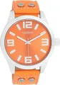 OOZOO Quarzuhr Basic Line Armbanduhr C1072 Lederband Orange 47 mm