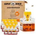 Super Ninja Fruchtfliegenfalle für Innenbereich – 12er-Pack, Wirksame Obstfliegenfalle für Haushalt und Küche, bis zu 3 Wochen Leistung pro Flasche, Kinder-und haustierfreundlich