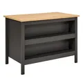 Inter Link - Kücheninsel - Mittelinsel - Arbeitsplatte - Küchenschrank mit Regalen - Melaminbeschichtet - Länge 124cm - Höhe 82 cm - Tiefe 75 cm - Nellina - Anthrazit/Eiche Artisan