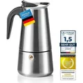Coffee Fox Espressokocher Schwarz für 4 Tassen (200ml) aus Edelstahl, Induktion geeignet, Mokka Kanne Kaffeebereiter für alle Herdarten - Schwarz