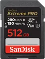 SanDisk Extreme Pro - Flash-Speicherkarte - 512GB - Video Class V60 / UHS-II U3 / Class10 - SDXC UHS-II (SDSDXEP-512G-GN4IN)