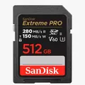SanDisk 512 GB SDXC ExtremePro 150MB/s V60 UHS-II Class 10 R280-/W Speicherkarte