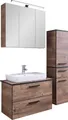 Saphir Badmöbel-Set Quickset 374 3-teilig, Keramik-Aufsatzbecken und LED-Spiegelschrank, (6-St), Midischrank, inkl. Türdämpfer, 5 Türen, 3 Schubladen, Bad-Set