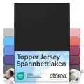 etérea Jersey Topper Spannbettlaken 140x200-160x200 cm Schwarz für 5-10 cm Steghöhe 100% Baumwolle - Oekotex Spannbetttuch Matratzen Bett Bezug - Bettlaken 140x200cm - 160x200cm Black