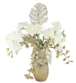 Winterliche Kunstpflanze Gesteck mit Orchidee in Keramikvase, festliche Weihnachtdeko, Orchidee, Eukalyptus, I.GE.A., Höhe 60 cm, Kunstblumen-Arrangement, Blumenensemble, Weihnachtsgesteck